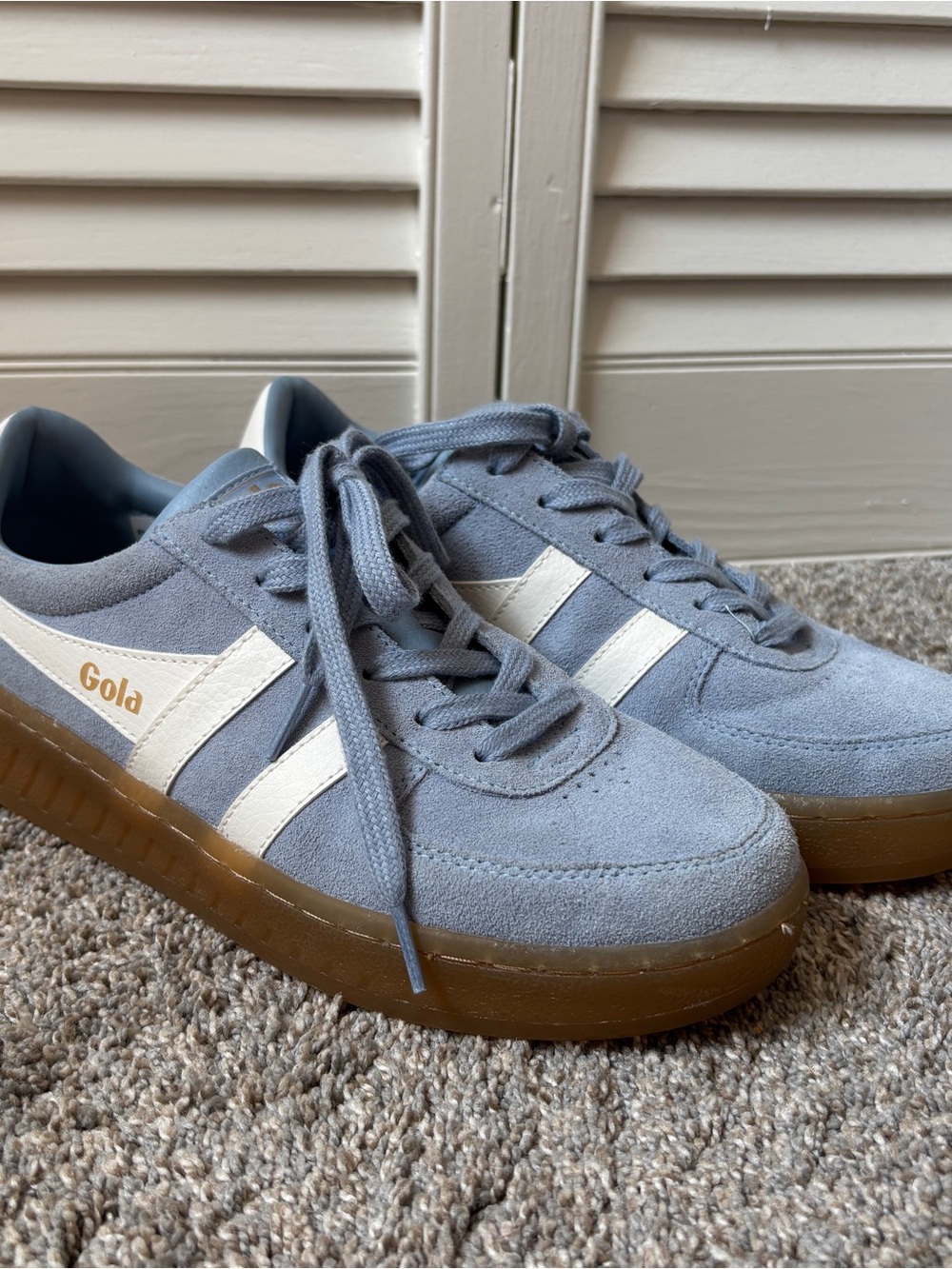 Gola Women’s Light Blue Suede Sneakers with White Stripes